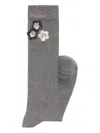 Marni Ribbed Daisy-detrail Socks In Gray