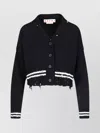 Marni Ribbed Hem Cropped Crewneck With Striped Detail