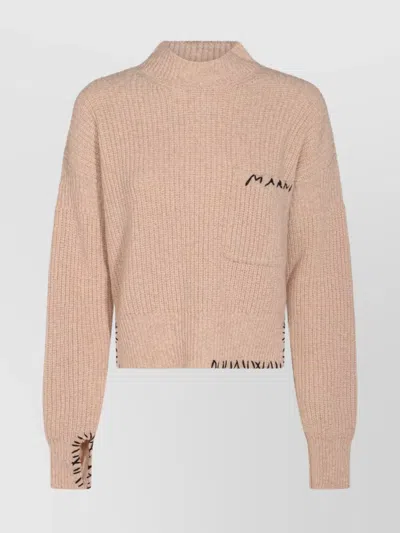 Marni Ribbed Knit Crewneck Dropped Shoulders