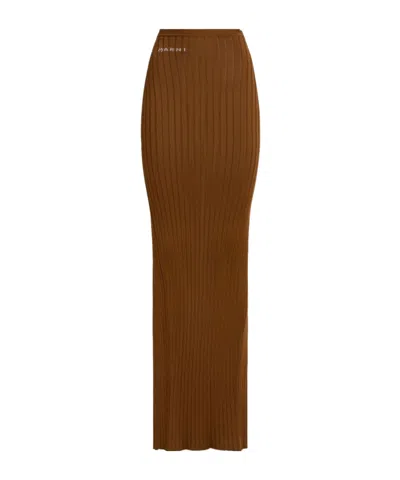 MARNI MARNI LOGO INTARSIA RIBBED-KNIT MAXI SKIRT