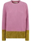 Marni Crewneck Hood Kangaroo Pocket Long Sleeves Ribbed Cuffs In Pink
