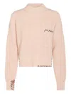 Marni Ribbed High-neck Sweater With Thumbholes In Pink