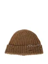 Marni Ribbed Logo-detail Beanie In Brown