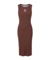 Marni Ribbed Logo-patch Midi Dress In Brown