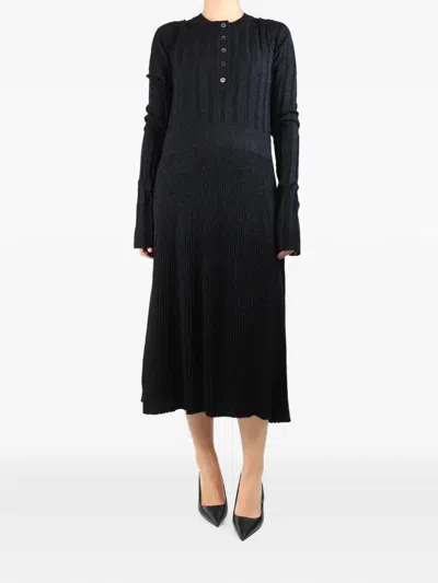 Pre-owned Marni Ribbed Midi Dress In Black