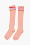Marni Ribbed Nylon Long Socks With Contrasting Details In Pink