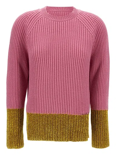 Marni Ribbed Panelled Sweater In Burgundy