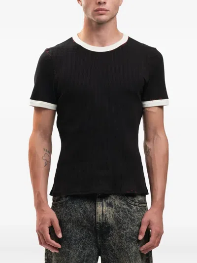 Marni Ribbed Ringer T-shirt In Black
