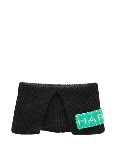 Marni Ribbed Scarf In Black