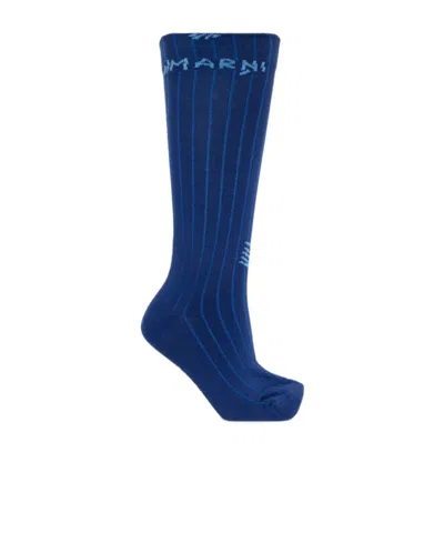 Marni Ribbed Socks In Blue