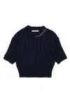 Marni Top A Coste Con Rotture In Blue