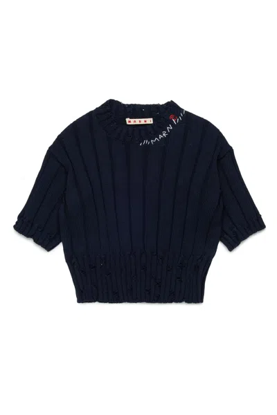 Marni Kids' Top A Coste Con Rotture In Blue