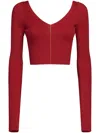Marni Ribbed V-neck Sweater In Red