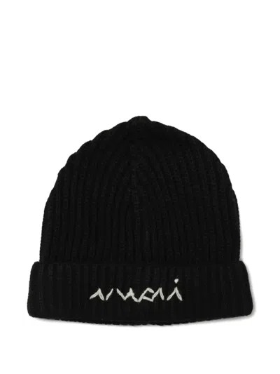 Marni Babies' Ribbed Wool Beanie In Black
