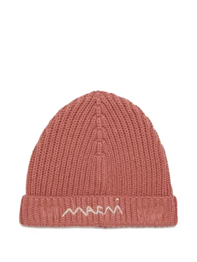 Marni Babies' Ribbed Wool Beanie In Pink