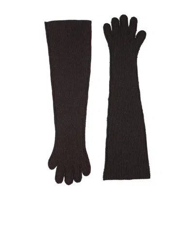 Marni Ribbed-knit Gloves In Black