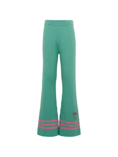 Marni Kids Striped Knitted Trousers In Green
