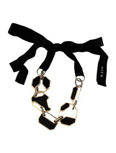 Pre-owned Marni Ribbon & Enamel Collar Necklace, 70" In Black