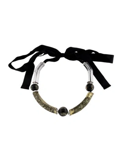 Pre-owned Marni Ribbon & Resin Collar Necklace, 74" In Multicolor