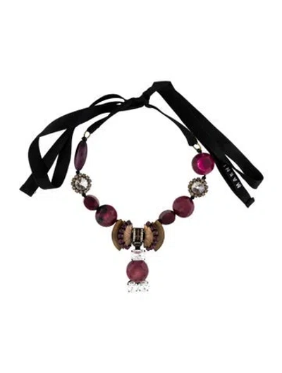 Pre-owned Marni Ribbon, Crystal & Horn Collar Necklace