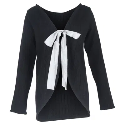 Marni Ribbon Detailed Cardigan In Black Wool