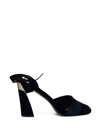 Pre-owned Marni Ribbon Strap Peep-toe Pumps In Black