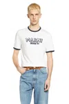 Marni Crew Neck T-shirt With Front Logo And Ribbed Accents In White