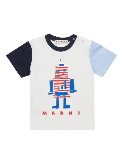 Marni Babies' Robot-graphic T-shirt In White