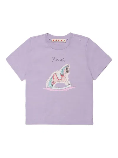 Marni Babies' Rocking Horse-print T-shirt In Purple