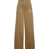 Marni Rose Embroidered Cotton Gabardine Pants In Brown