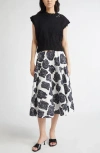 Marni Floral Print Midi Skirt With Discreet Zipper Closure In Lily White