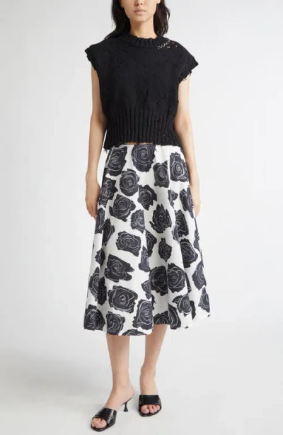 MARNI MARNI ROSE PRINT COTTON MIDI SKIRT