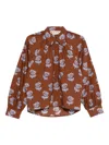 Marni Rose-print Cotton Shirt In Brown