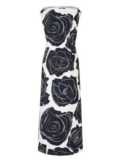 MARNI ROSE-PRINT MIDI DRESS