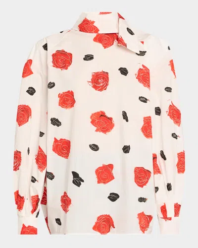 Marni Balloon Top With Long Raglan Sleeves Lily White