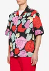 Marni Convertible-collar Floral-print Cotton-poplin Shirt In Multi