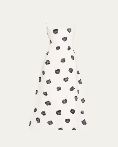 Marni Rose-print Sleeveless Button-back Ankle Dress