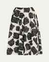 Marni Floral Print Midi Skirt With Discreet Zipper Closure In Lily/white