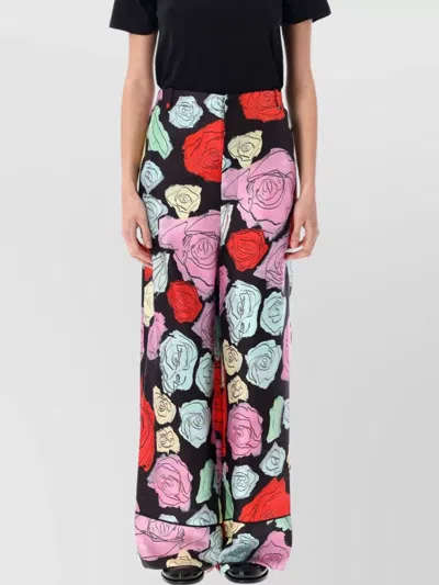 MARNI ROSES SILK TWILL PANTS WITH FLORAL PATTERN