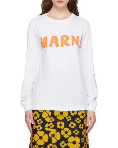Marni Round Collar And Long-sleeved T-shirt In White