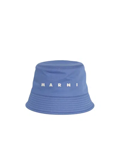 MARNI MARNI LOGO EMBROIDERED TWILL BUCKET HAT