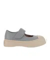 Marni Gray Calfskin Low-top Sneakers With Hook-and-loop Closure In Nude