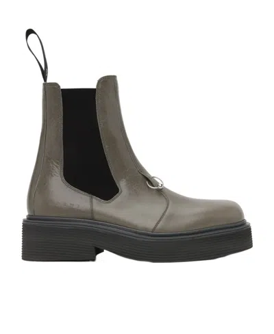 Marni Round-headed Boots In Black