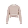 Marni Womens 00w35 Distressed Cropped Cotton-knit Jumper In Pink