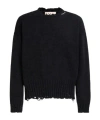 Marni Deconstructed Contrast-stitch Relaxed-fit Cotton Knitted Jumper In Black
