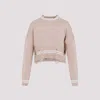 Marni Womens 00w35 Distressed Cropped Cotton-knit Jumper In Pink