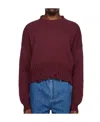 Marni Round Neck Short Knitted Sweater In Red
