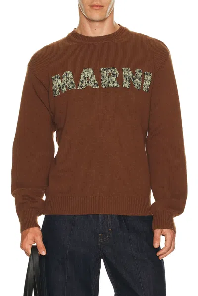 Marni Round Neck Sweater In Burgundy