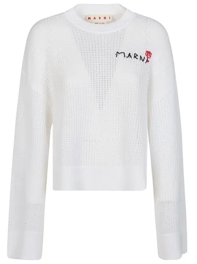 Marni Round Neck Sweater In Lily White