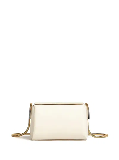 Marni Round Snake Chain Leather Shoulder Bag In White